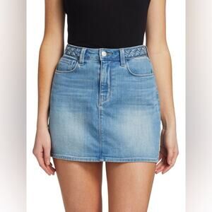 L'AGENCE Shannon Braided Waist Band Denim Mini Skirt Size 25
